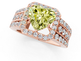 Rose gold Fancy Yellow Heart -Cut Halo Diamond Ring with Split Shank and Four-Prong Setting_91