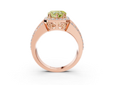 Rose gold Fancy Yellow Heart -Cut Halo Diamond Ring with Split Shank and Four-Prong Setting_93
