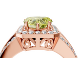 Rose gold Fancy Yellow Heart -Cut Halo Diamond Ring with Split Shank and Four-Prong Setting_94