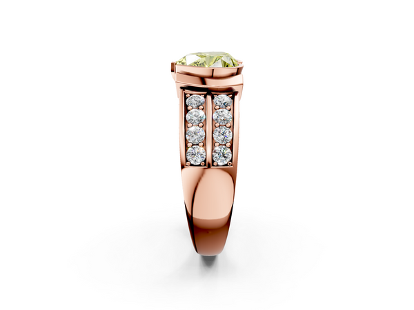 Rose gold Fancy Yellow Heart  Brilliant Diamond Channel Set Wide Band Ring with Bezel Setting