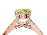 Rose gold Fancy Yellow Heart  Brilliant Diamond Solitaire with Pavé Band and Four-Prong Setting