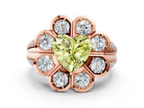Rose gold Fancy Yellow Heart  Brilliant Flower Halo Diamond Split Shank Ring_27