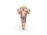 Rose gold Fancy Yellow Heart  Brilliant Flower Halo Diamond Split Shank Ring_29