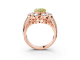 Rose gold Fancy Yellow Heart  Brilliant Flower Halo Diamond Split Shank Ring_30