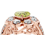 Rose gold Fancy Yellow Heart  Brilliant Flower Halo Diamond Split Shank Ring_31