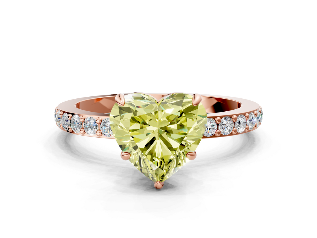 Rose gold Fancy Yellow Heart  Brilliant Pavé Band Solitaire with Four-Prong Setting_37