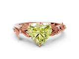 Rose gold Fancy Yellow Heart  Brilliant Solitaire with Leaf Motif Band and Four-Prong Setting_62