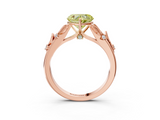 Rose gold Fancy Yellow Heart  Brilliant Solitaire with Leaf Motif Band and Four-Prong Setting_65
