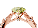 Rose gold Fancy Yellow Heart  Brilliant Solitaire with Leaf Motif Band and Four-Prong Setting_66