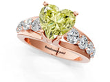 Rose gold Fancy Yellow Heart  Brilliant Solitaire with Side Stones on a Pave Band and Four-Prong Setting_25
