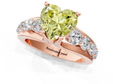 Rose gold Fancy Yellow Heart  Brilliant Solitaire with Side Stones on a Pave Band and Four-Prong Setting_37