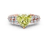 Rose gold Fancy Yellow Heart  Cluster Diamond Engagement Ring with Pavé Band and Four-Prong Setting_62