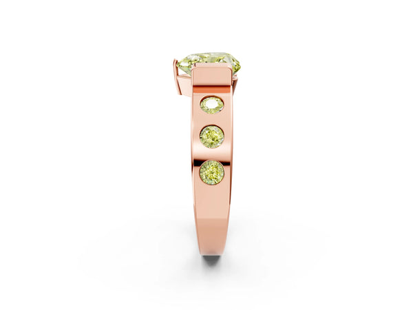 Rose gold Fancy Yellow Heart Cut Brilliant Channel-Set Diamond Ring with Bezel Prong Setting