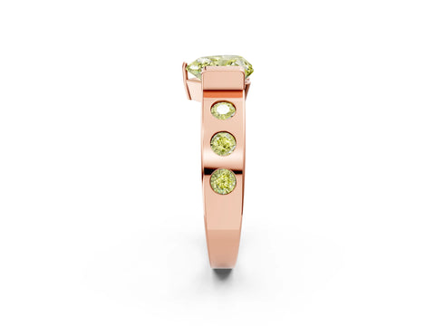 Rose gold Fancy Yellow Heart Cut Brilliant Channel-Set Diamond Ring with Bezel Prong Setting_2