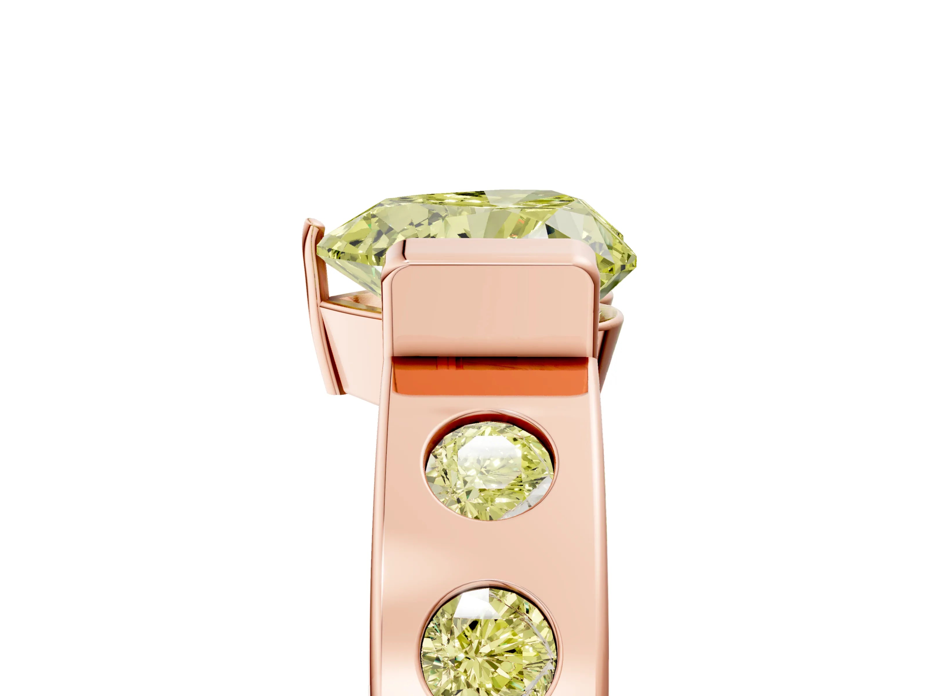 Rose gold Fancy Yellow Heart Cut Brilliant Channel-Set Diamond Ring with Bezel Prong Setting_5