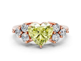 Rose gold Fancy Yellow Heart Cut Brilliant Diamond Cluster Accent Solitaire Ring with Prong Setting