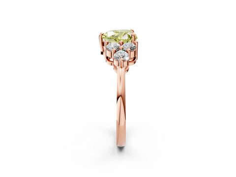 Rose gold Fancy Yellow Heart Cut Brilliant Diamond Cluster Accent Solitaire Ring with Prong Setting_2
