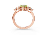 Rose gold Fancy Yellow Heart Cut Brilliant Diamond Cluster Accent Solitaire Ring with Prong Setting_3