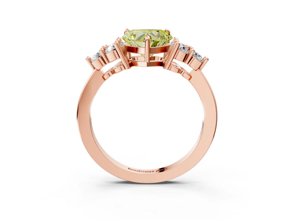 Rose Gold Heart-Shaped Cluster Side Stone Engagement Ring Setting for Fancy Yellow Center