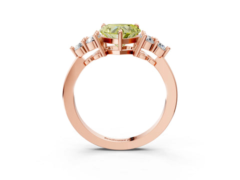 Rose gold Fancy Yellow Heart Cut Brilliant Diamond Cluster Accent Solitaire Ring with Prong Setting_3