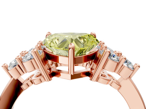 Rose gold Fancy Yellow Heart Cut Brilliant Diamond Cluster Accent Solitaire Ring with Prong Setting_4