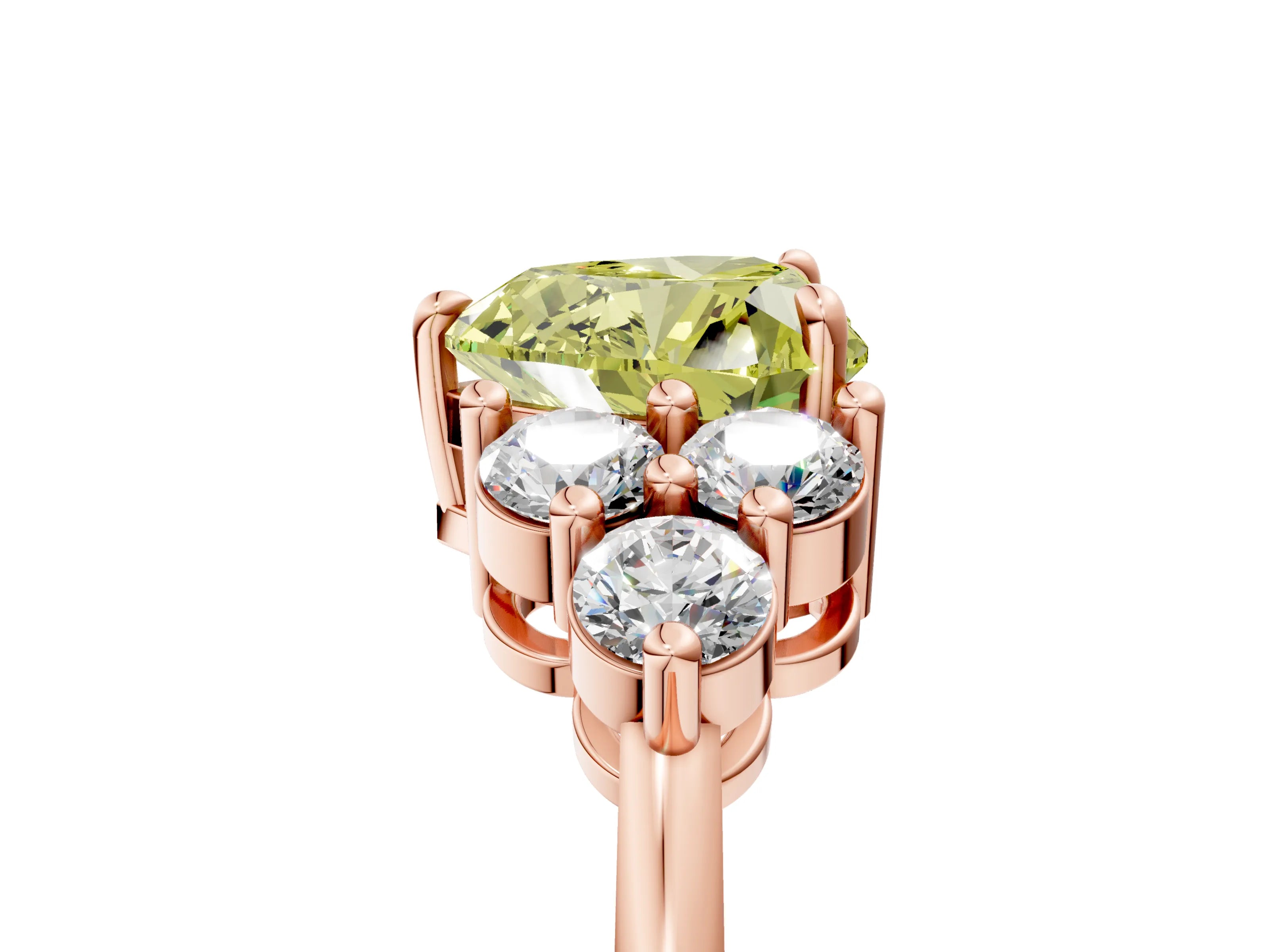 Rose gold Fancy Yellow Heart Cut Brilliant Diamond Cluster Accent Solitaire Ring with Prong Setting_5