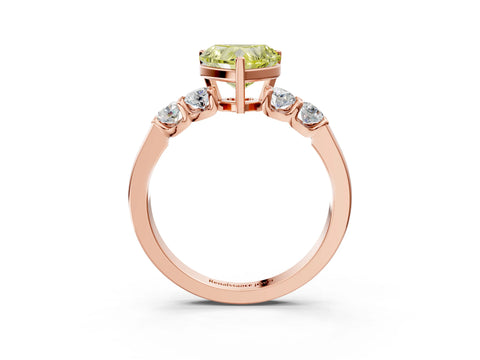 Rose gold Fancy Yellow Heart Cut Brilliant Diamond Five-Stone Engagement Ring with Prong Setting on a Classic Band_6