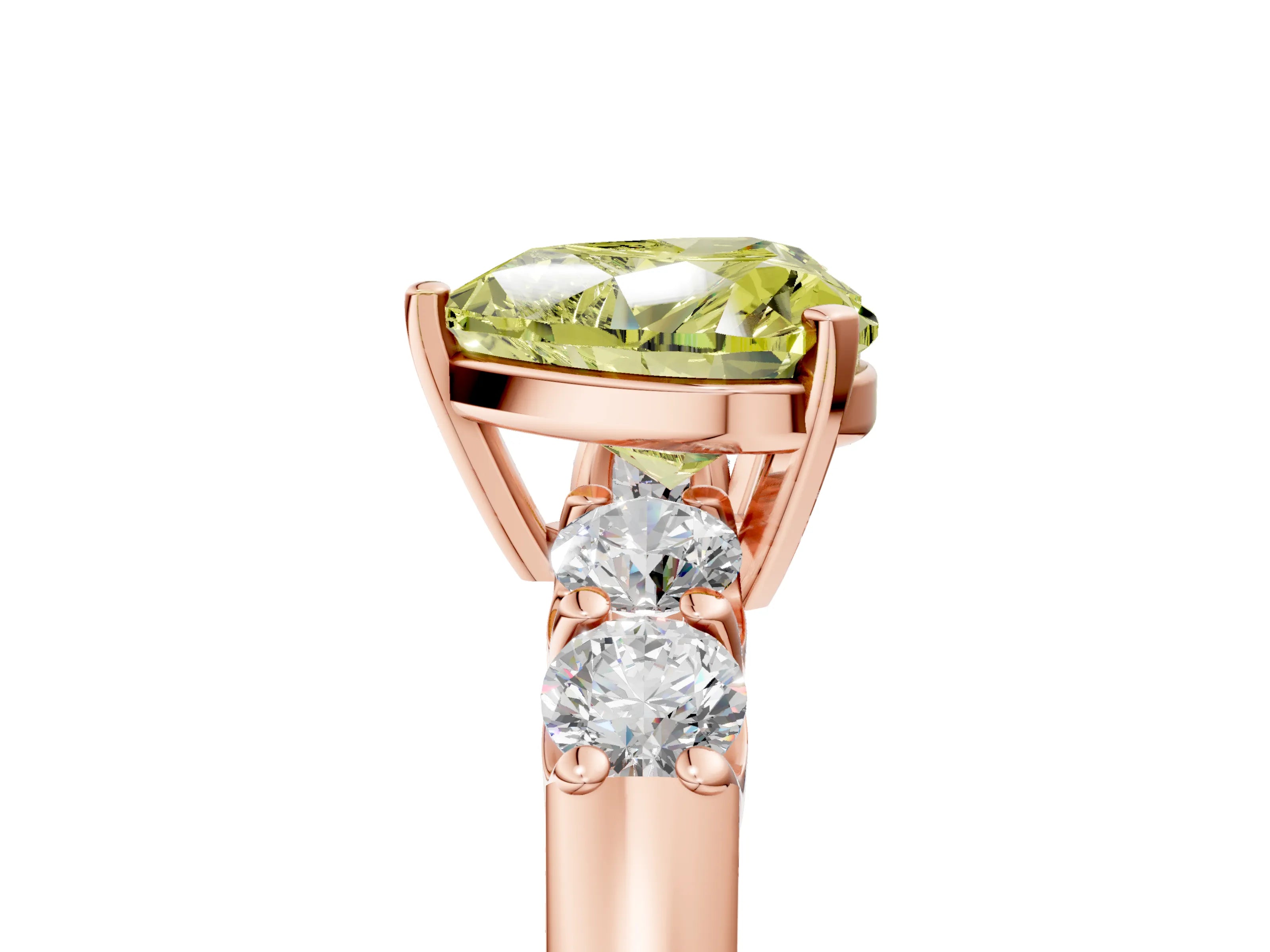 Rose gold Fancy Yellow Heart Cut Brilliant Diamond Five-Stone Engagement Ring with Prong Setting on a Classic Band_8