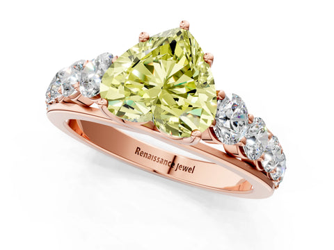 Rose gold Fancy Yellow Heart Cut Brilliant Diamond Pavé Band with Six-Prong Setting_1