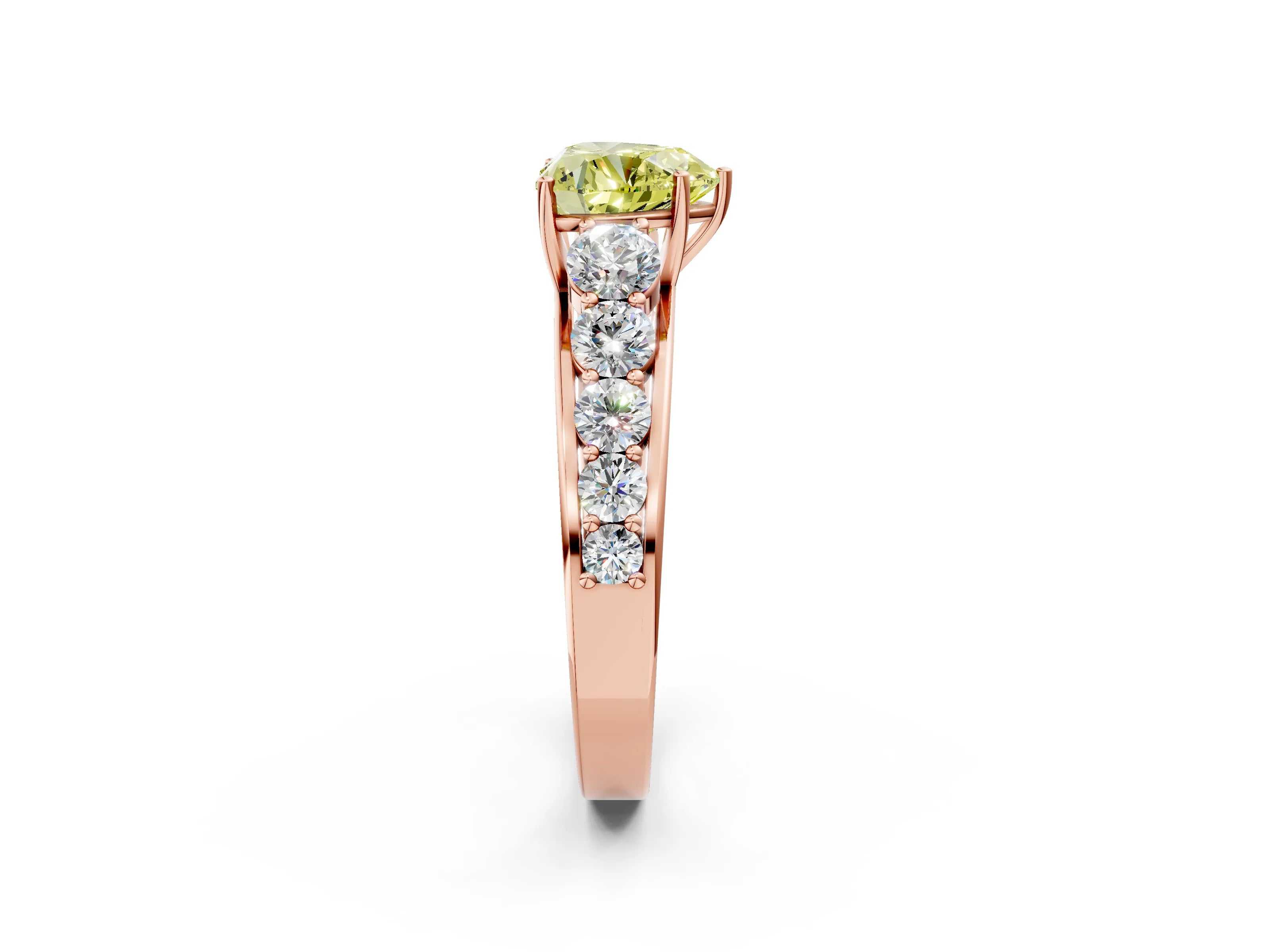 Rose gold Fancy Yellow Heart Cut Brilliant Diamond Pavé Band with Six-Prong Setting_2
