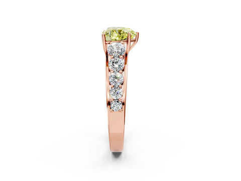 Rose gold Fancy Yellow Heart Cut Brilliant Diamond Pavé Band with Six-Prong Setting_2