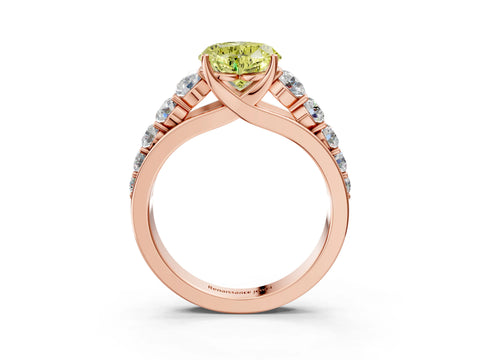Rose gold Fancy Yellow Heart Cut Brilliant Diamond Pavé Band with Six-Prong Setting_3