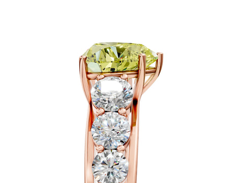 Rose gold Fancy Yellow Heart Cut Brilliant Diamond Pavé Band with Six-Prong Setting_5