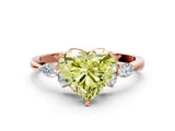 Rose gold Fancy Yellow Heart Cut Brilliant Diamond Solitaire Ring with Pear Side Stones and Four-Prong Setting_3