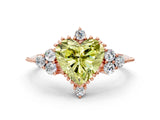 Rose gold Fancy Yellow Heart Cut Brilliant Diamond with Cluster Setting on a Beaded Band and Four-Prong Setting_12