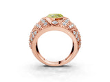 Rose gold Fancy Yellow Heart Cut Brilliant Halo Pave Diamond Milgrain Ring_3