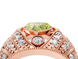 Rose gold Fancy Yellow Heart Cut Brilliant Halo Pave Diamond Milgrain Ring_4