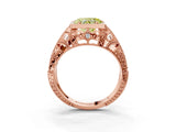 Rose gold Fancy Yellow Heart Cut Brilliant Milgrain Filigree Diamond Ring with Square Prong Setting_3