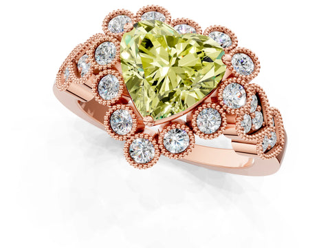 Rose gold Fancy Yellow Heart Cut Brilliant Milgrain Pave Heart Band Solitaire Ring_1