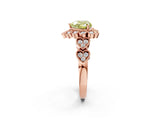 Rose gold Fancy Yellow Heart Cut Brilliant Milgrain Pave Heart Band Solitaire Ring_2