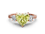 Rose gold Fancy Yellow Heart Cut Brilliant Three-Stone Diamond Ring with Pavé Band and Four-Prong Setting_3