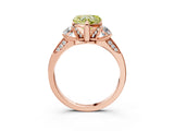 Rose gold Fancy Yellow Heart Cut Brilliant Three-Stone Diamond Ring with Pavé Band and Four-Prong Setting_6