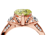 Rose gold Fancy Yellow Heart Cut Brilliant Three-Stone Diamond Ring with Pavé Band and Four-Prong Setting_7