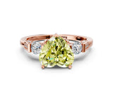 Rose gold Fancy Yellow Heart Cut Brilliant Three-Stone Pave Band with Four-Prong Setting