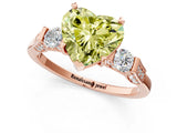 Rose gold Fancy Yellow Heart Cut Brilliant Three-Stone Pave Band with Four-Prong Setting_1