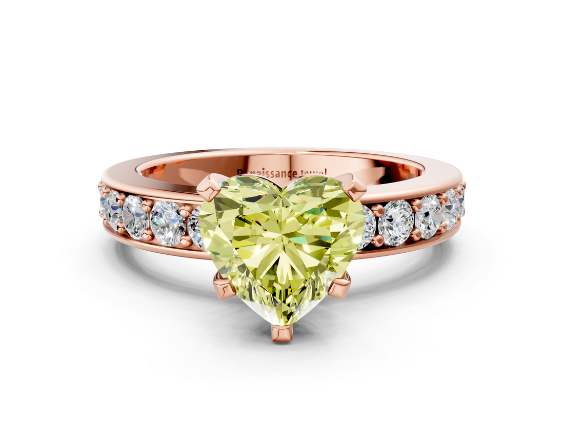 Rose gold Fancy Yellow Heart  Cut Channel Set Diamond Engagement Ring with Four-Prong Setting_204