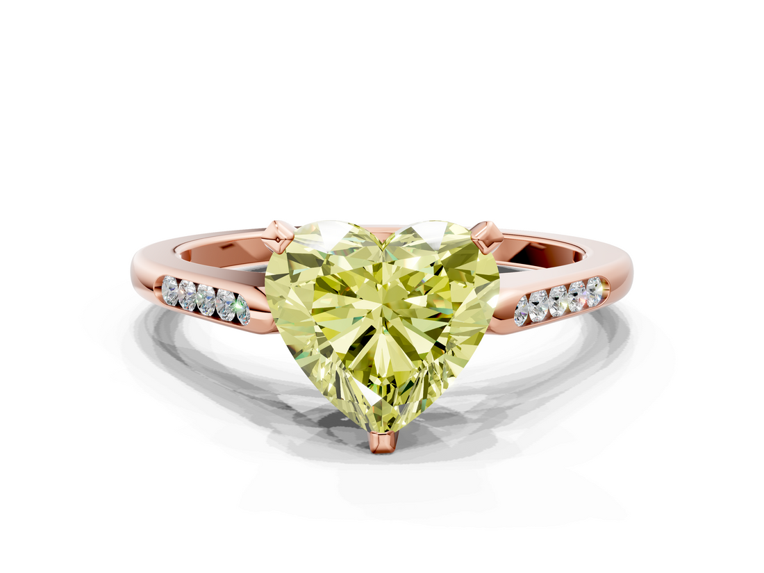 Rose gold Fancy Yellow Heart  Cut Channel Set Solitaire Engagement Ring with Four-Prong Setting_256