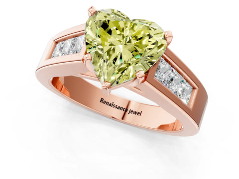 Rose gold Fancy Yellow Heart Cut Cut Channel Set Solitaire Ring with Four-Prong Setting_1