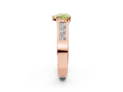 Rose gold Fancy Yellow Heart Cut Cut Channel Set Solitaire Ring with Four-Prong Setting_2