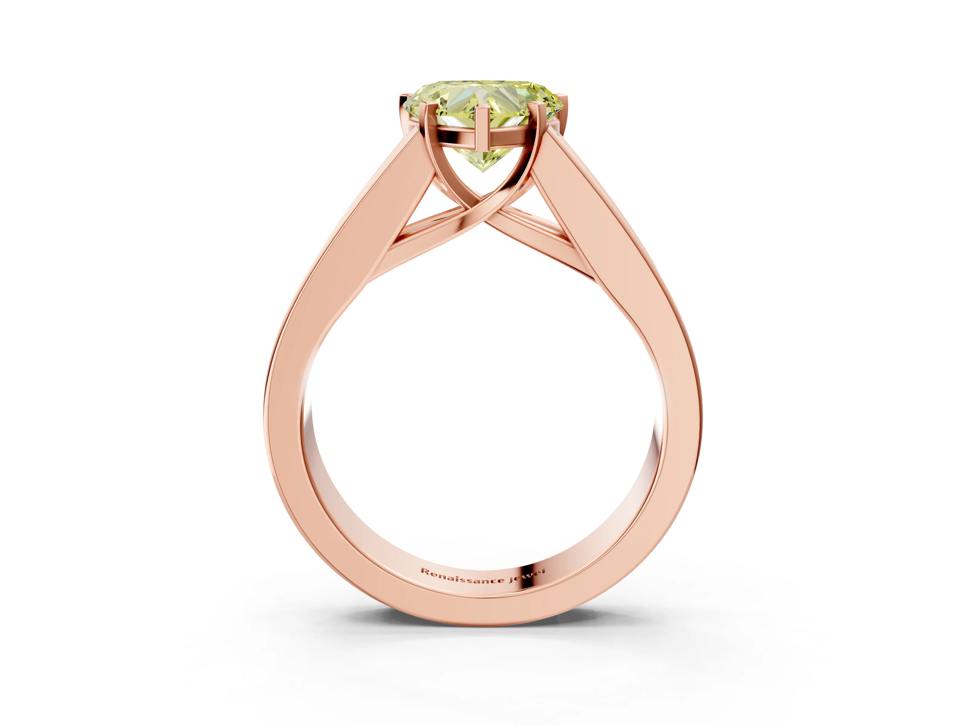 Rose gold Fancy Yellow Heart Cut Cut Channel Set Solitaire Ring with Four-Prong Setting_3
